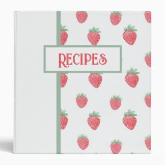 Vintage Strawberry Pattern Recipe Storage Binder