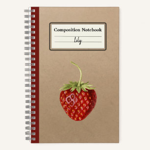 Vintage Strawberry Personalized Composition Notebook