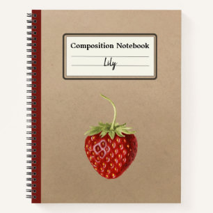 Vintage Strawberry Personalized Composition Notebook