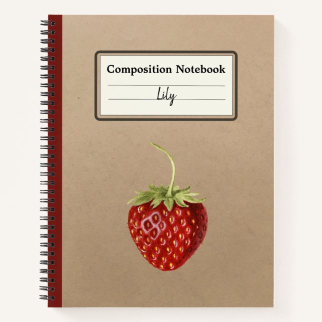 Vintage Strawberry Personalized Composition Notebook (Front)