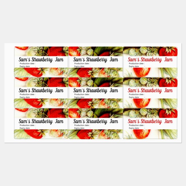 Vintage strawberry - personalized Jam Labels (Sheet)