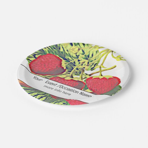 Vintage strawberry _ personalized paper plates