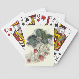 Vintage Strawberry Plant and Blossoms Poker Cards