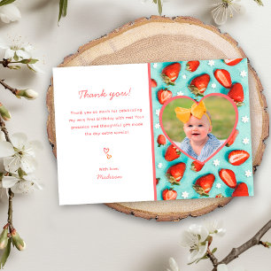 Vintage Strawberry Retro 1st Berry First Birthday Thank You Card