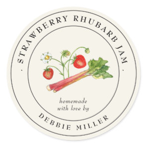Vintage Strawberry rhubarb  jam canning Label