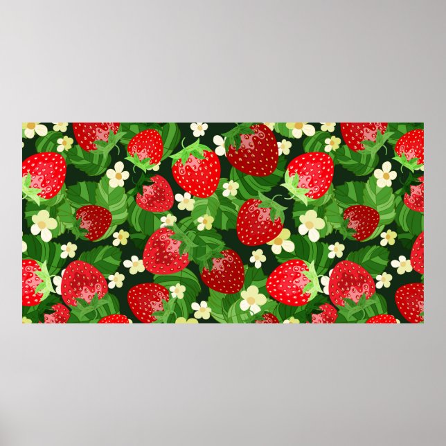 vintage strawberry seamless pattern. Background sw Poster (Front)