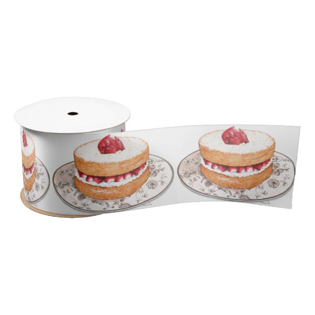 Vintage strawberry shortcake dessert satin ribbon (Spool)