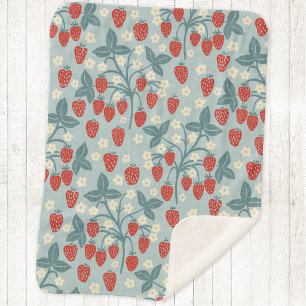 Vintage Strawberry Vine Heritage Cottage Style Sherpa Blanket