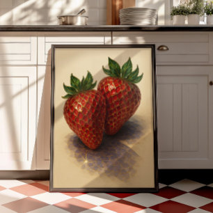 Vintage Strawberry Wall Art Print Botanical Art