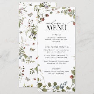 Vintage Strawberry Watercolor Bridal Shower Menu