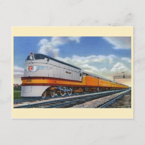 Vintage Streamline Steam Locomotive Postcard