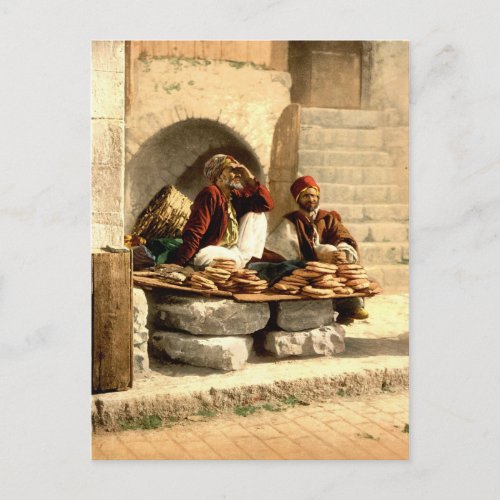 Vintage Street Bread Sellers Jerusalem Israel 1890 Postcard