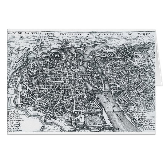 Vintage Street Map of Paris France (Front Horizontal)