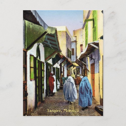 Vintage Street Scene of Tangier Morocco Postcard