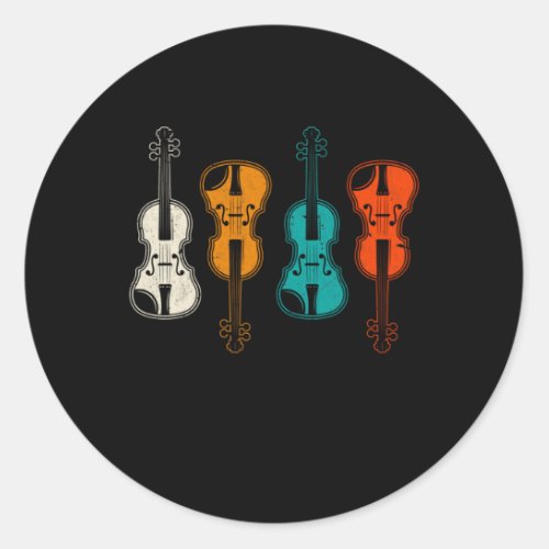 Vintage String Instrument Colorful Violin Player Classic Round Sticker