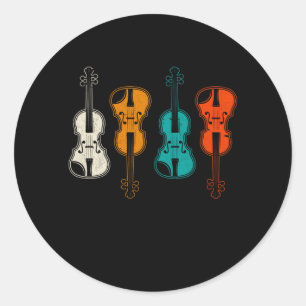 Vintage String Instrument Colorful Violin Player Classic Round Sticker