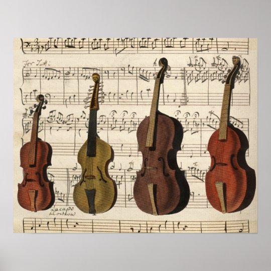 Vintage String Instruments Poster | Zazzle.com
