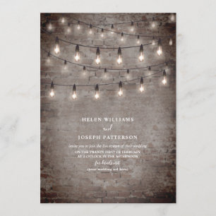Vintage String Light Industrial Brick Virtual Invitation