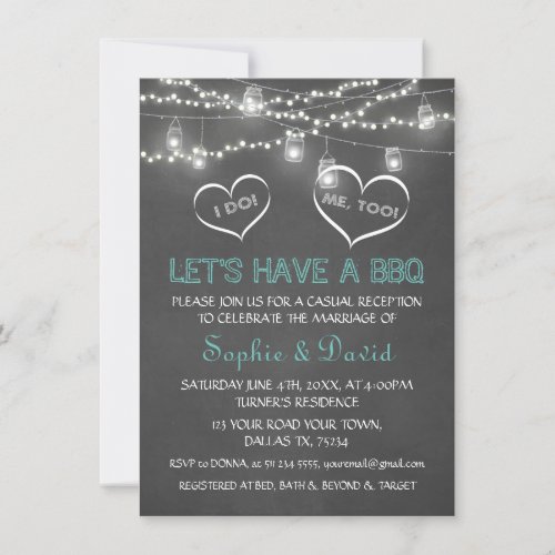 Vintage String Lights Chalk I DO BBQ Invitation