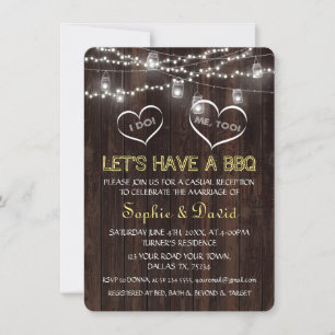 Vintage String Lights Old Barn I DO BBQ Invitation