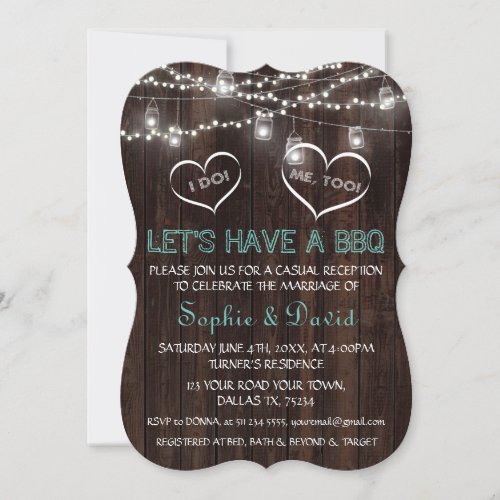 Vintage String Lights Old Barn I DO BBQ Invitation