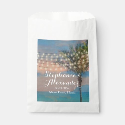 Vintage String Lights Sunset Beach Wedding Favor Bag