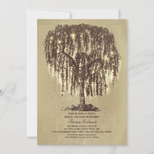 Vintage String Lights Tree Rustic Bridal Shower Invitation