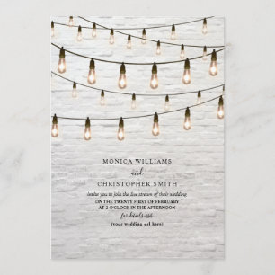 Vintage String Lights White Brick Virtual Invitation