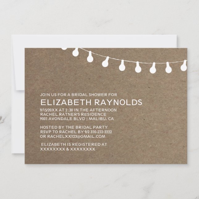 Vintage String of Lights Bridal Shower Invitations (Front)
