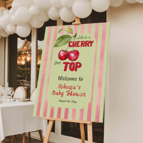 Vintage Stripe Cherry Garden Baby Shower Foam Board