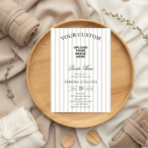 Vintage Stripe Custom Image Sage Baby Shower Invitation