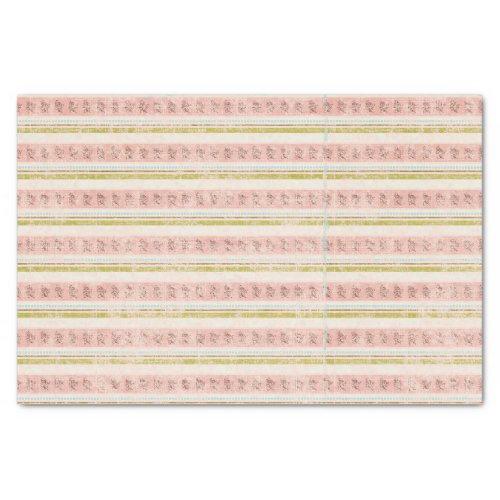 Vintage Stripe Floral Shabby Chic Decoupage Tissue Paper