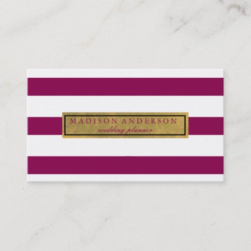 Vintage Stripe Pattern Glamorous Event Planner  Business Card