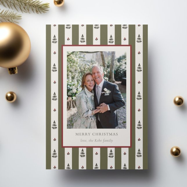 Vintage Stripe Pattern Holiday Greeting Card (Creator Uploaded)