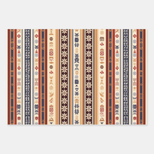 Vintage Stripe Patterns Christmas  Wrapping Paper Sheets