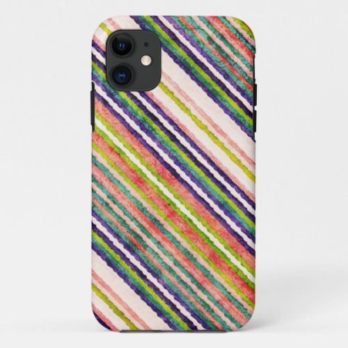 Vintage striped background Purple Pink Red iPhone 11 Case