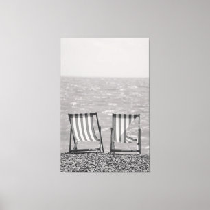 Vintage Striped Beach Chairs Canvas Print