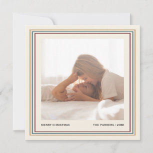 Vintage Striped Border Frame 3 Family Photos Holiday Card