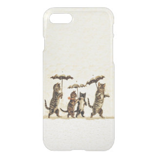 Vintage Striped Cats Umbrellas Dancing Snow iPhone SE/8/7 Case