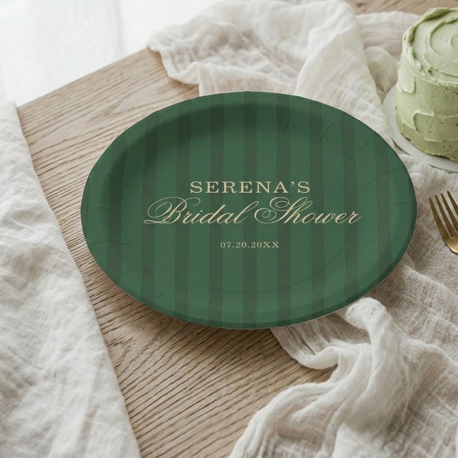 Vintage Striped Classic Script Bridal Shower Paper Plates (Creator Uploaded)