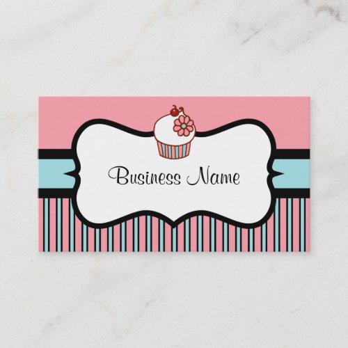 Vintage  Striped Cupcake Business Card