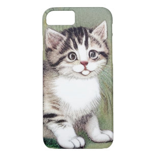 Vintage Striped Kitten Illustration iPhone 8/7 Case