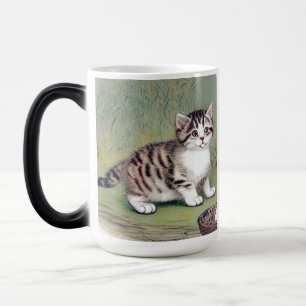 Vintage Striped Kitten Illustration Color Morph Mug