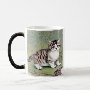 Vintage Striped Kitten Illustration Color Morph Mug