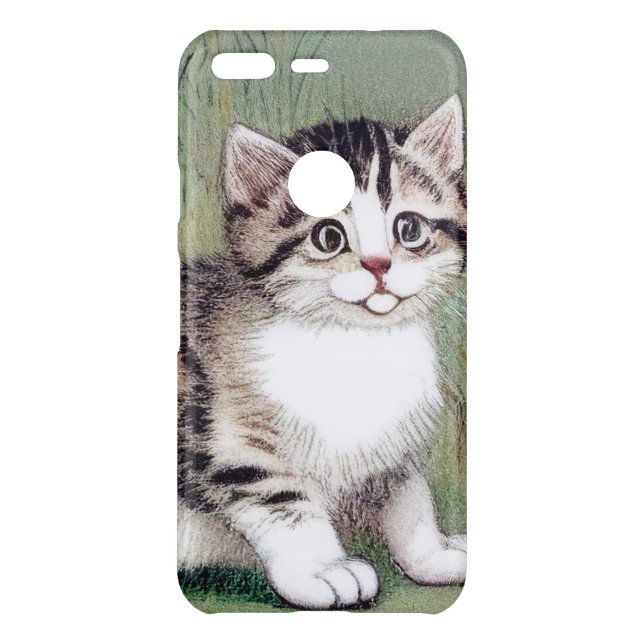 Vintage Striped Kitten Illustration Uncommon Google Pixel Case (Back)
