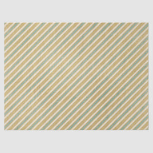 Vintage striped pattern rustic teal, gold cream tissue paper