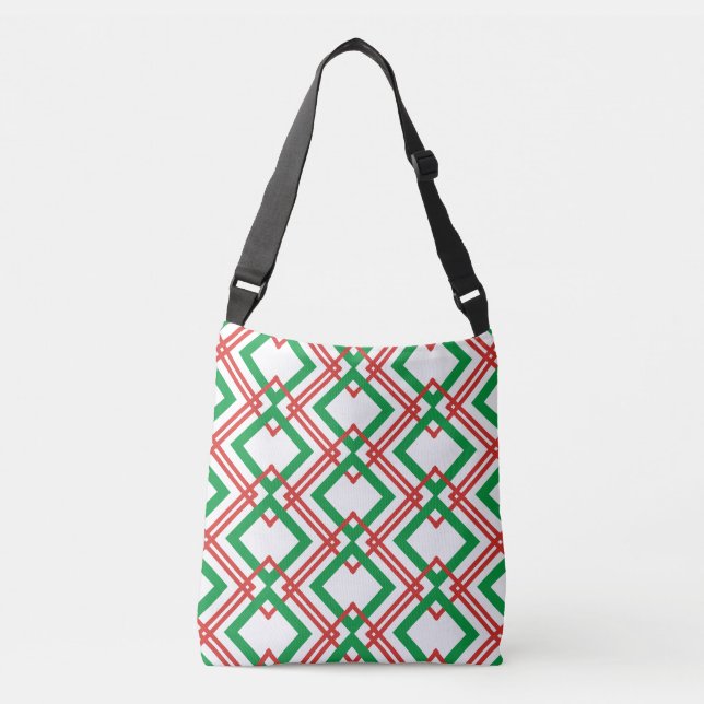 Vintage striped red and green  crossbody bag (Front)