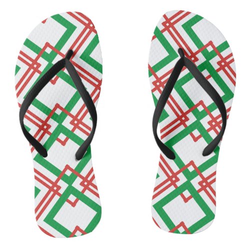 Vintage striped red and green flip flops