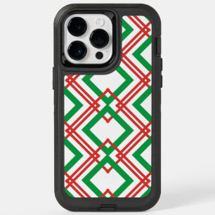 Vintage striped red and green   OtterBox iPhone 14 pro max case