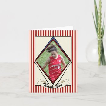 Vintage Stripes Baseball Card Thank You by InBeTeen at Zazzle